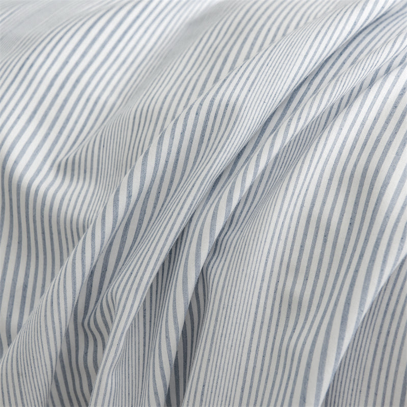 Bamboo Cotton Blue Stripes Pattern Doona Duvet Quilt Cover Set