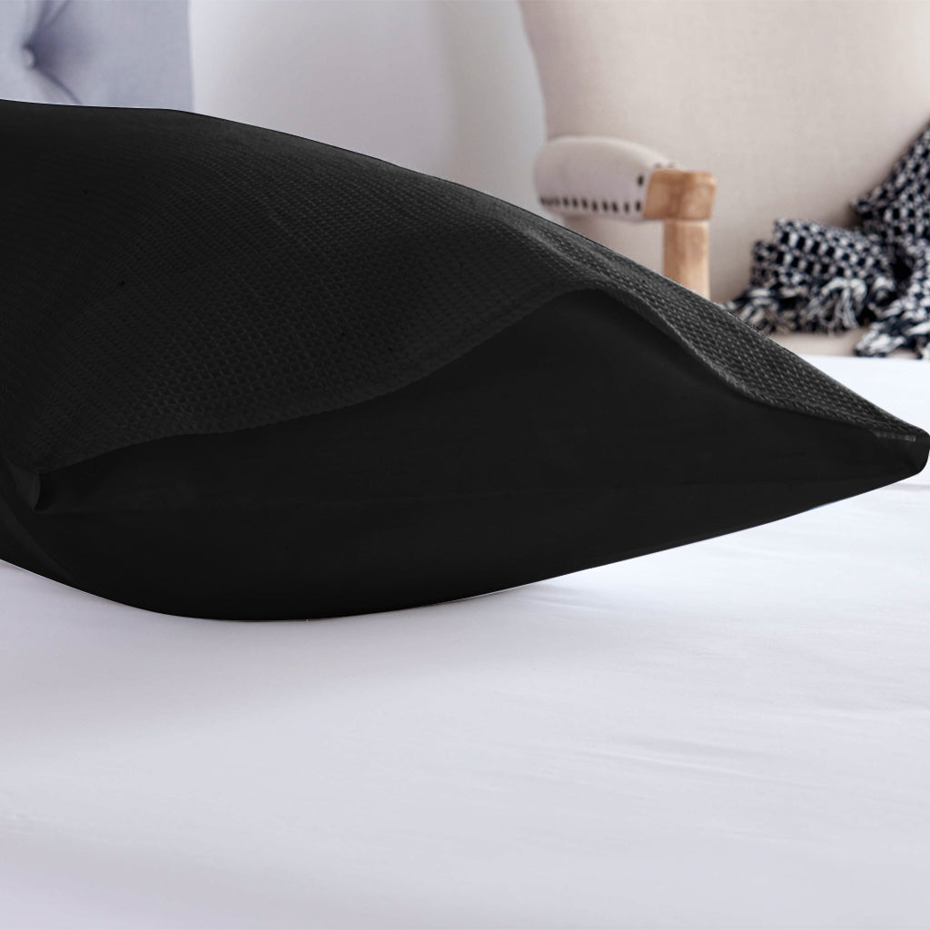 100% Premium Cotton Waffle Black Body Pillow slip pillowcase Cover 48x150cm