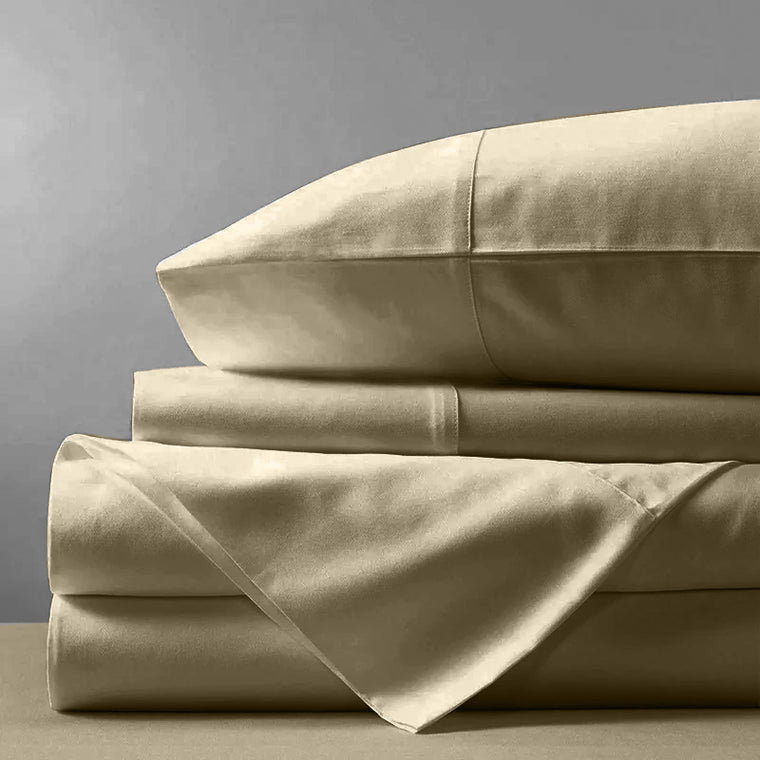 100% Cotton 650TC Sateen Soft Sheet set Taupe Colour