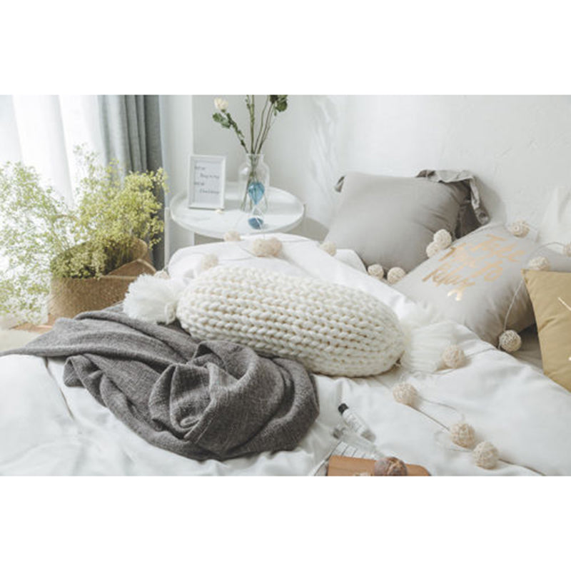 Hand Knitted Acrylic Sofa Bed Cushion Breakfast Pillow 50x20cm