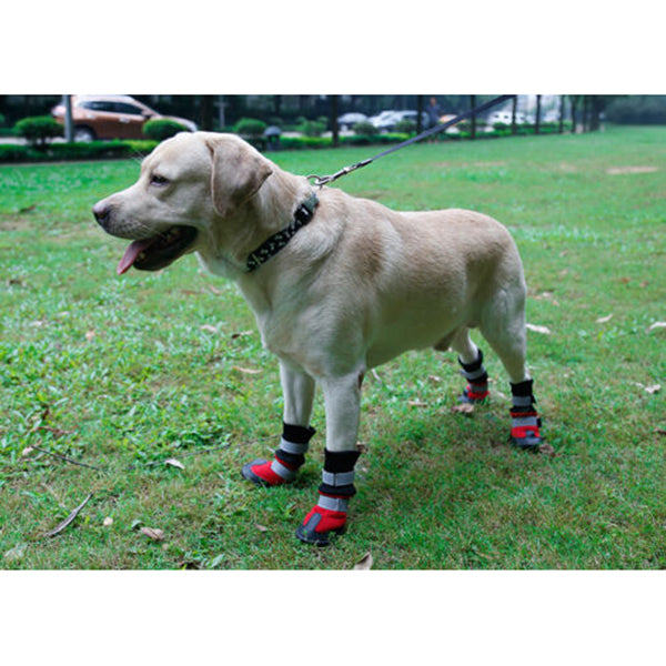 Dog Shoes WaterProof Rain Boots Socks Non-slip Rubber Shoes Red M- XL
