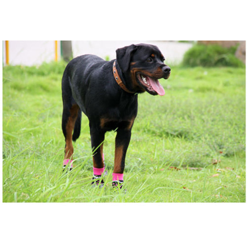 Pet Dog WaterProof Rain Shoes Boots Socks Non-slip Rubber Socks Pink Dots Print