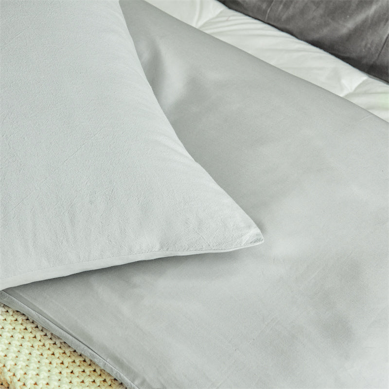 100% Cotton Tufted Pattern Grey Quilt Doona Duvet Cover Set