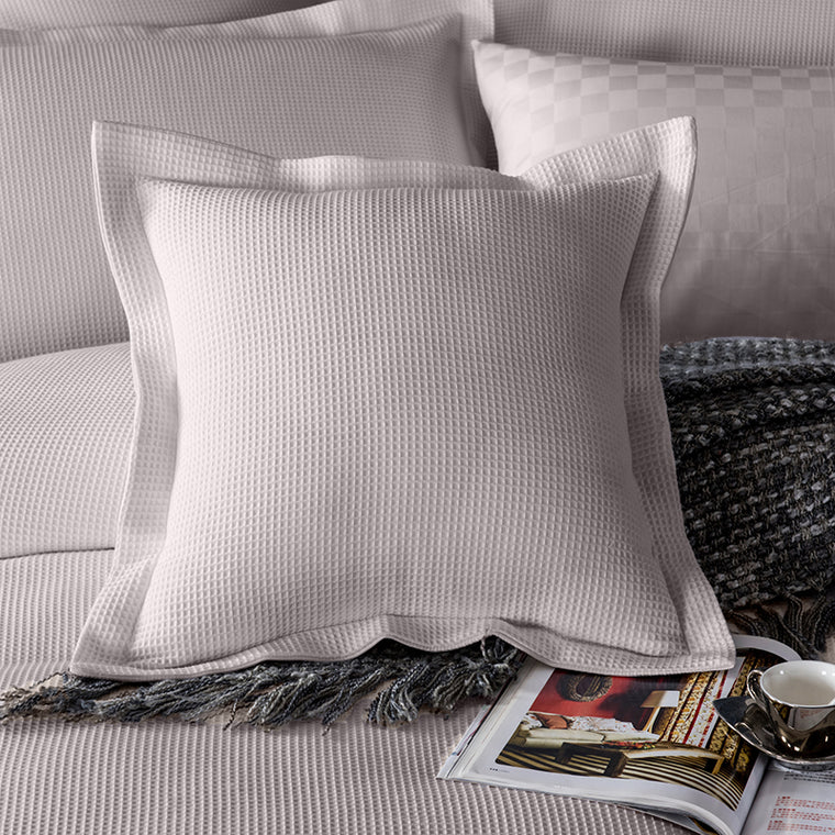 A Pair of 100% Cotton Light Mocha Colour Waffle European Cushion Covers 65x65cm+5cm