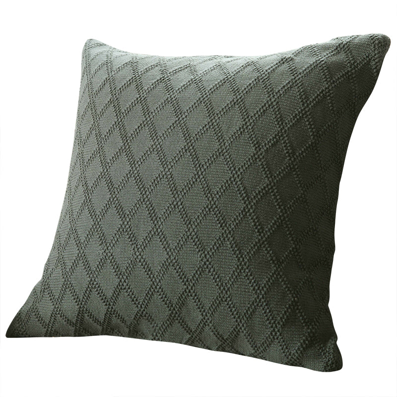 100% Cotton Knitted Square Cushion Sofa Pillow Cover 45x45cm Diamond Pattern
