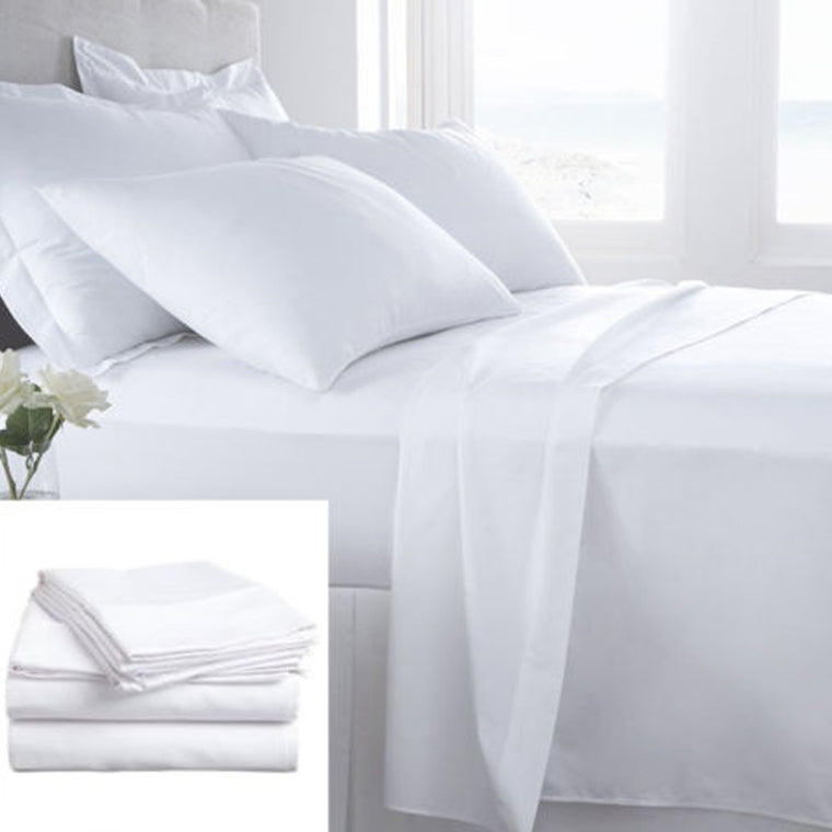 350TC Hotel Quality Plain White Sheet Set