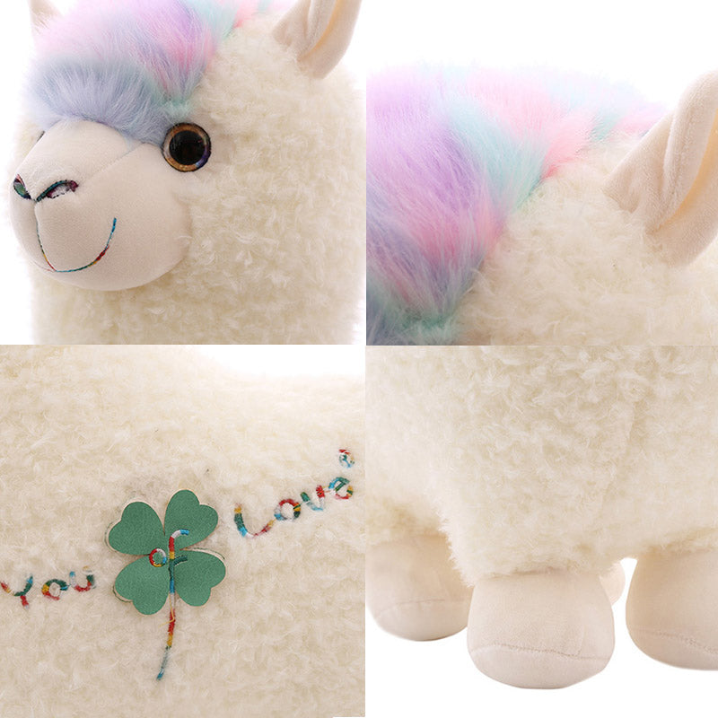 Large Super Cute Soft Coral Fleece Alpaca Plush Toy Rainbow Head 100cm High