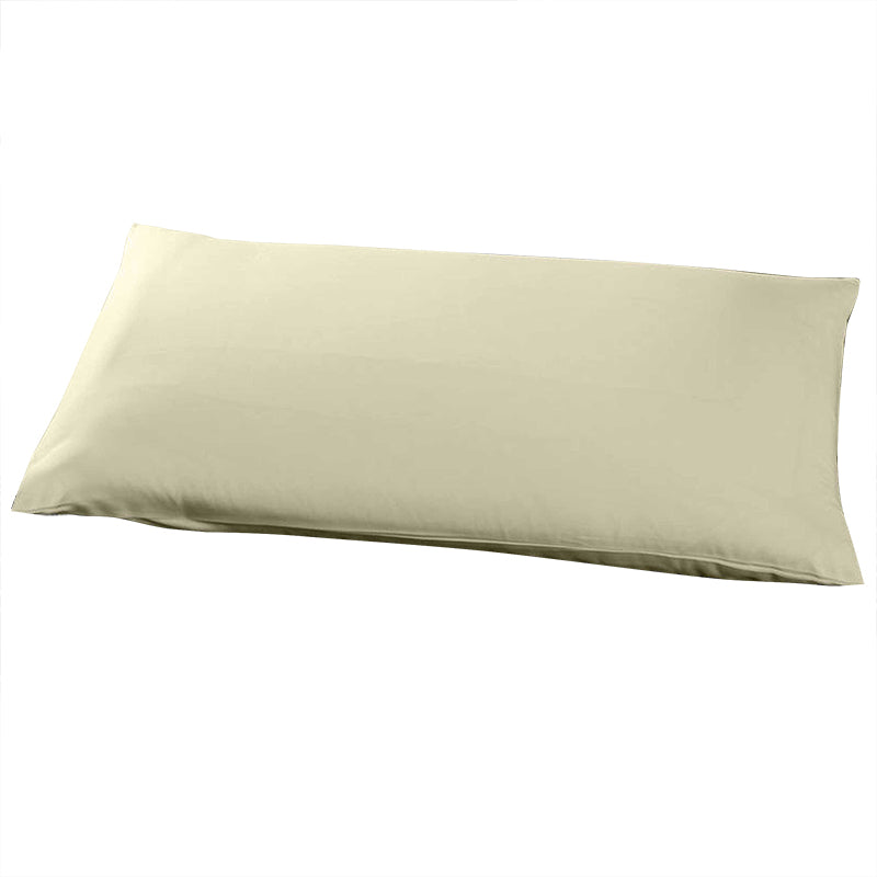 A Pair of 100% Cotton Plain Yellow Beige Pillowcases 48x73cm