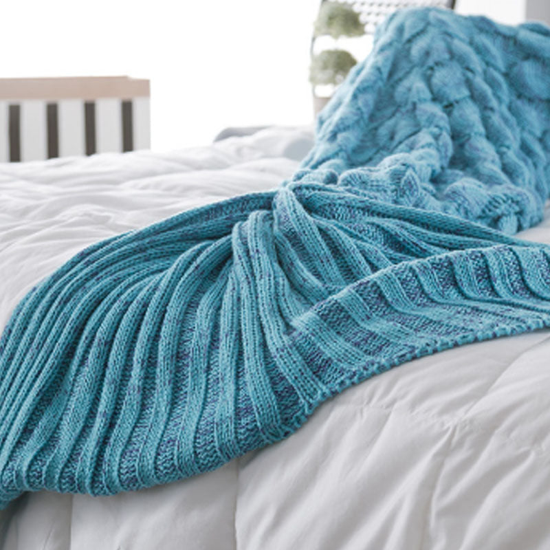 Knitted Mermaid Tail Blanket Home Decor Acrylic Throw Rug 195cmx90cm