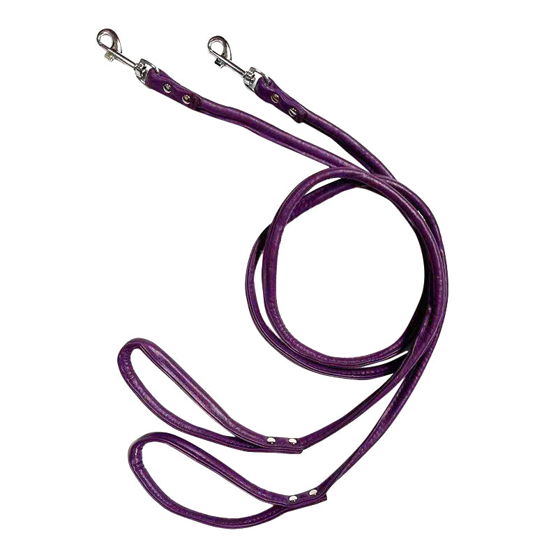 2 x Small Dog PU leather Leads Pup Pet Leashes Purple