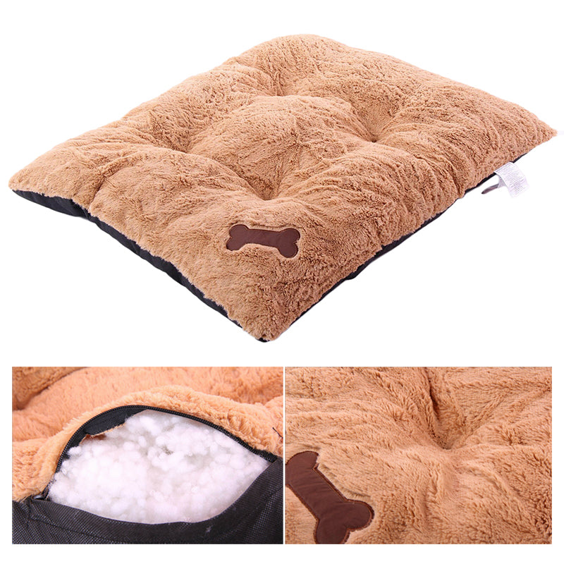 Super Soft Dog Bed Mat Cushion Tufted Fleece Dog Floor Mat Pad Sandy Brown