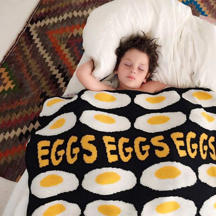 100% Cotton Kids Children Knitted Blanket Reversible Pram Blanket Throw Rug3 Eggs