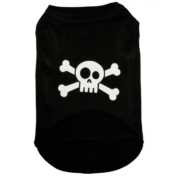 Premium Quality Cotton Dog T-shirt singlet vest Skull Print Black M L XL