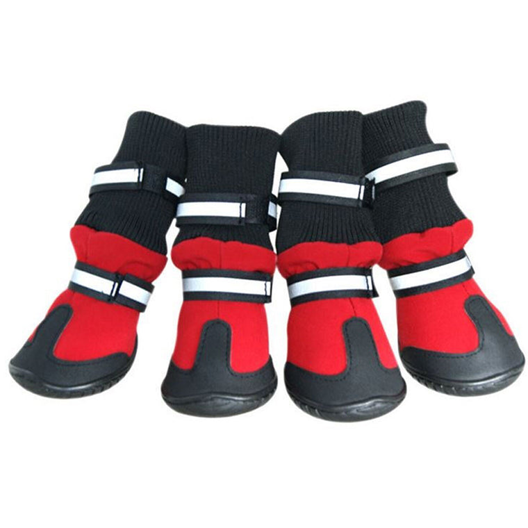 Dog Shoes WaterProof Rain Boots Socks Non-slip Rubber Shoes Red M- XL