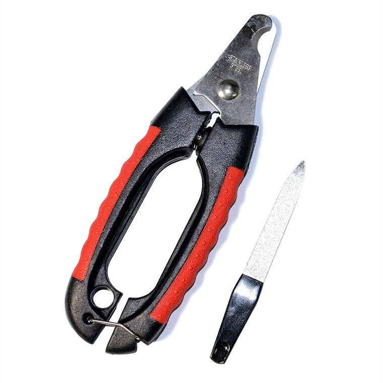 2 x Medium Dog Cat Nail Clipper Grooming Shears Scissors Ergonomic w a Steel File Black Red