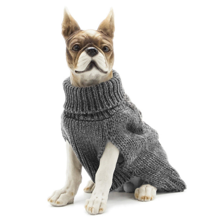 Dog Pet Cat Winter Knitted Sweater Coat Vest Warm Outfit S M L XL - Grey