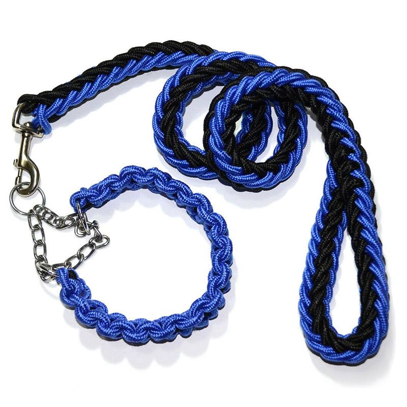 Large Breed Dog Super Strong Heavy duty Dog Collar and lead Leash set – Blue