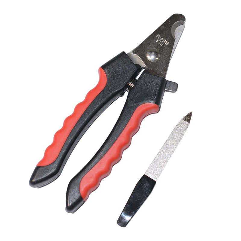 2 x Medium Dog Nail Clipper Grooming Shears Scissors Ergonomic w Steel File Black Red A