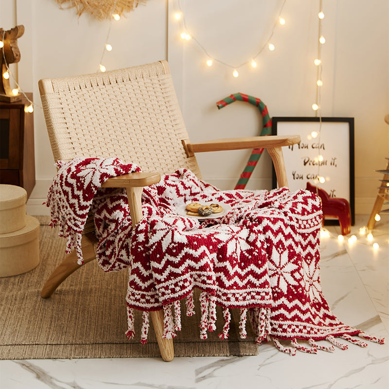 Christmas Knitted Microfibre Blanket Throw Rug & Matching Home Decor Cushion Cover