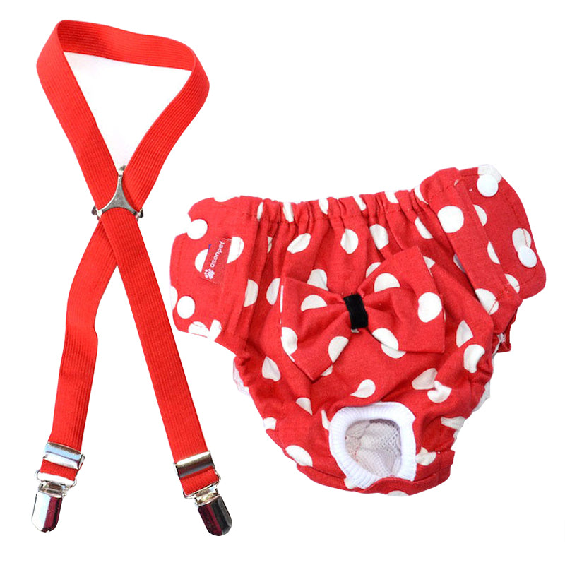 2 x Female Sanitary Small Medium Dog Undie Underpants Diapers Pants Polka Dots