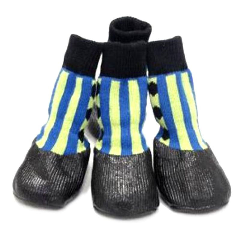 Pet Dog WaterProof Rain Shoes Boots Socks Non-slip Rubber Socks Blue stripe