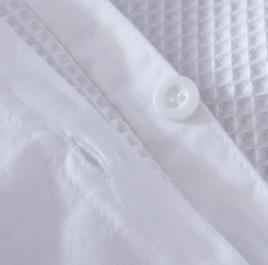 100% Premium Cotton White Waffle Quilt Cover Set Tailored Edge