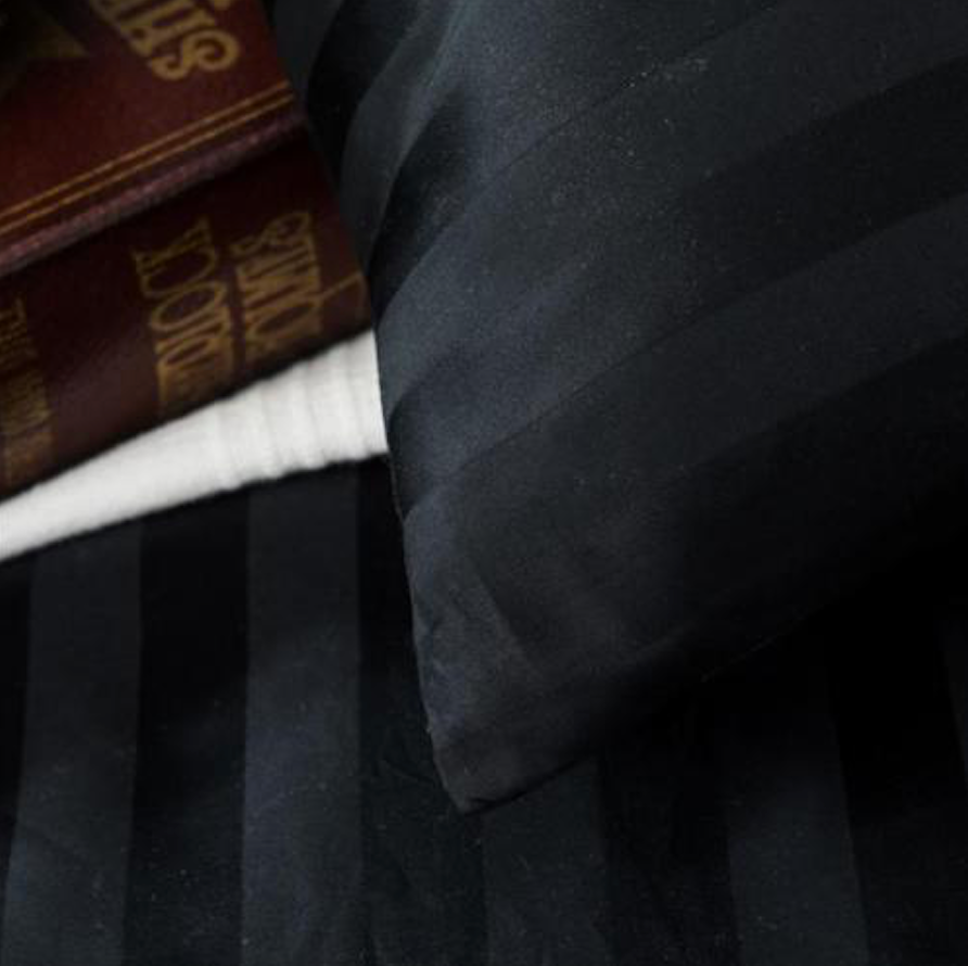 100% Cotton 650TC Sateen Striped Black Quilt Cover Set
