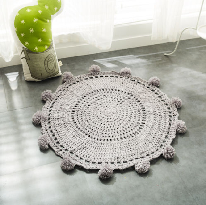 100% Handmade PomPom Acrylic Floor Rug Mat