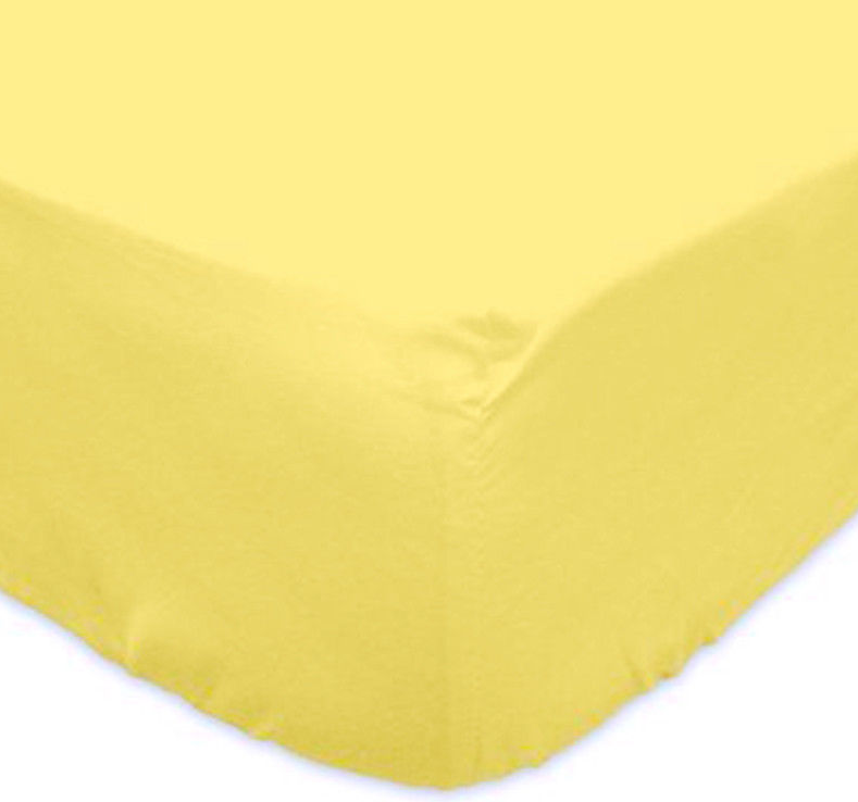 Soft Jersey PolyCotton Yellow Coloured Fitted Sheet Queen Size