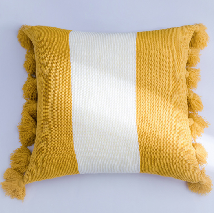 New Tassel Decor Knitted Square Cushion Pillow Cover 45x45cm