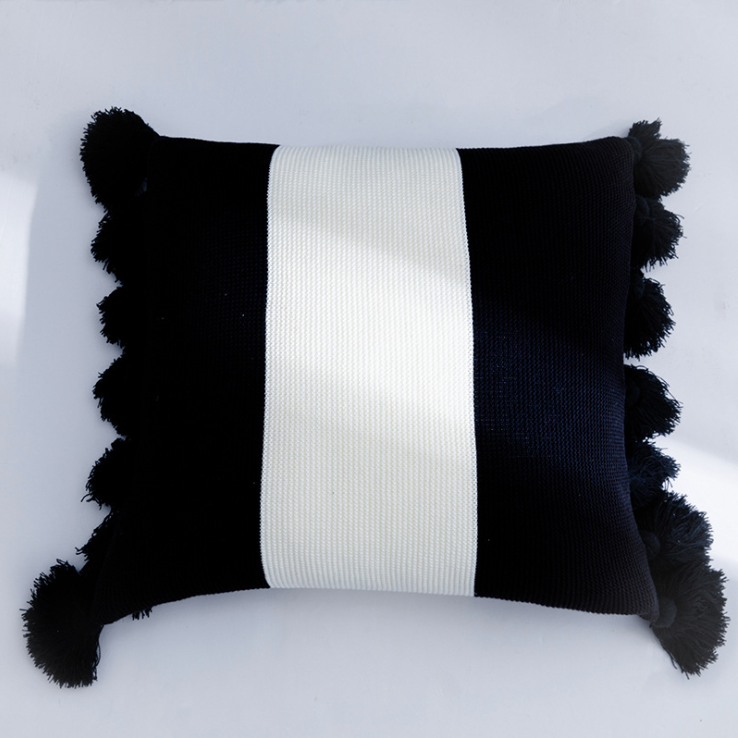 New Tassel Decor Knitted Square Cushion Pillow Cover 45x45cm