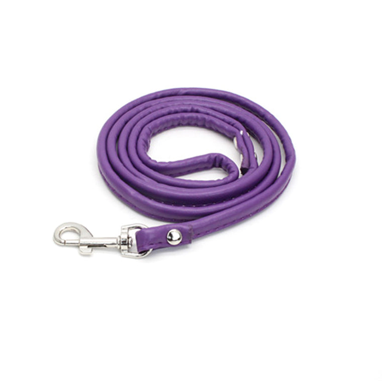 2 x Small Dog PU leather Leads Pup Pet Leashes Purple