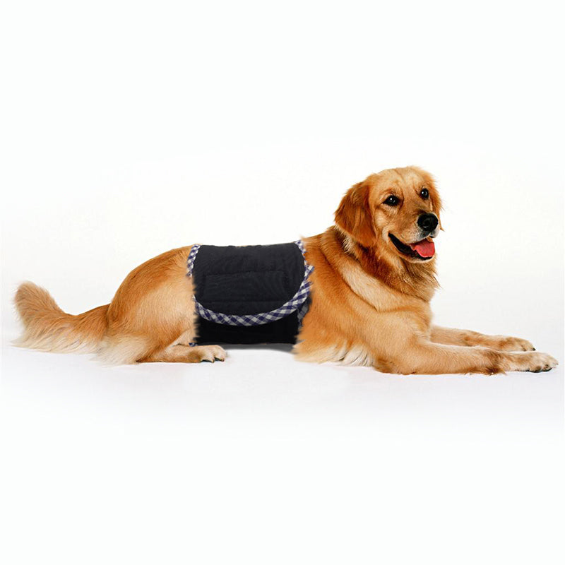 Male Dog Nappy Comfort 100% Cotton Waffle Lining Sanitary Underpants Black