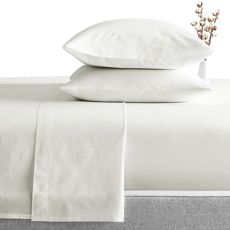 A Pair of 100% Cotton 650TC Sateen Plain White Pillowcases