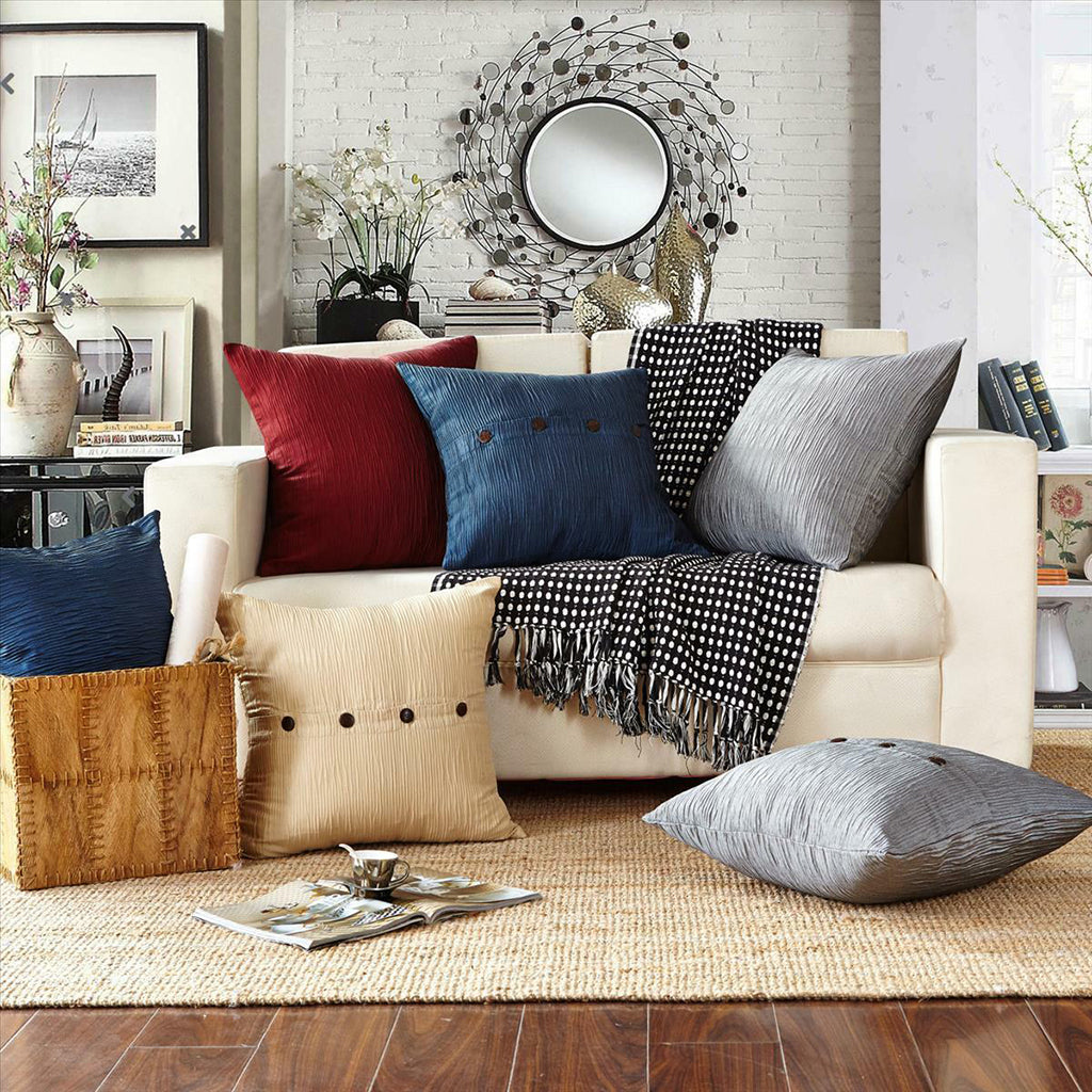 A pair of Seersucker Pattern Sofa Home Decor Cushion Covers