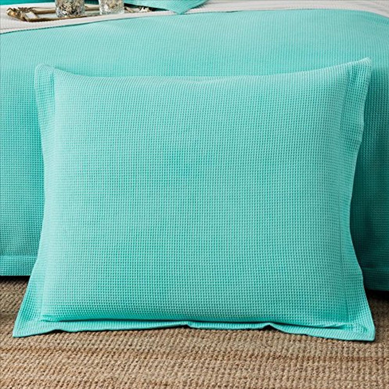 A pair of 100% cotton Luxury Waffle European Pillow case Cushion cover Aqua