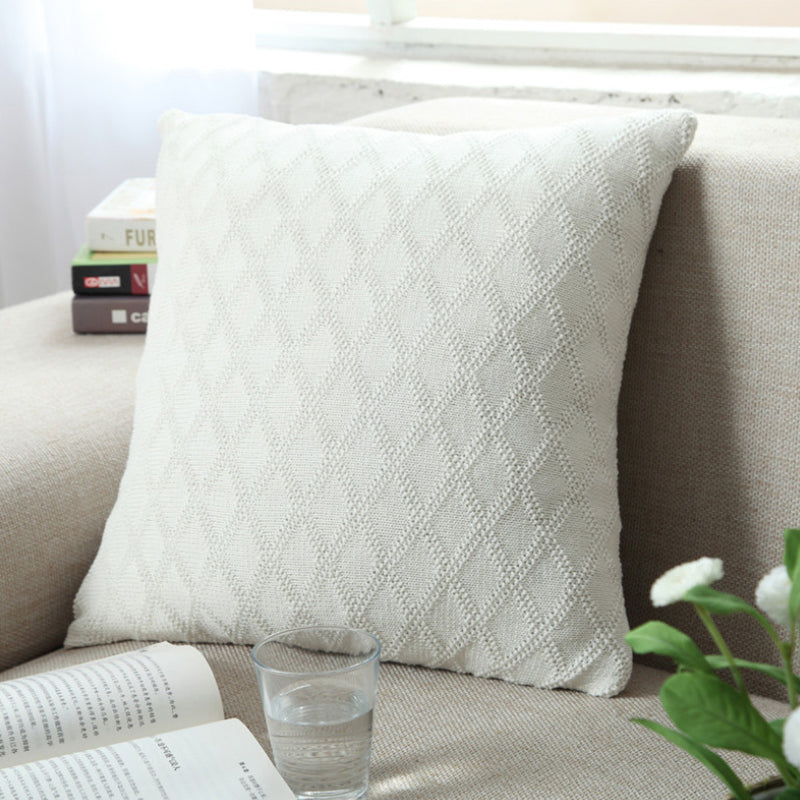 100% Cotton Knitted Square Cushion Sofa Pillow Cover 45x45cm Diamond Pattern