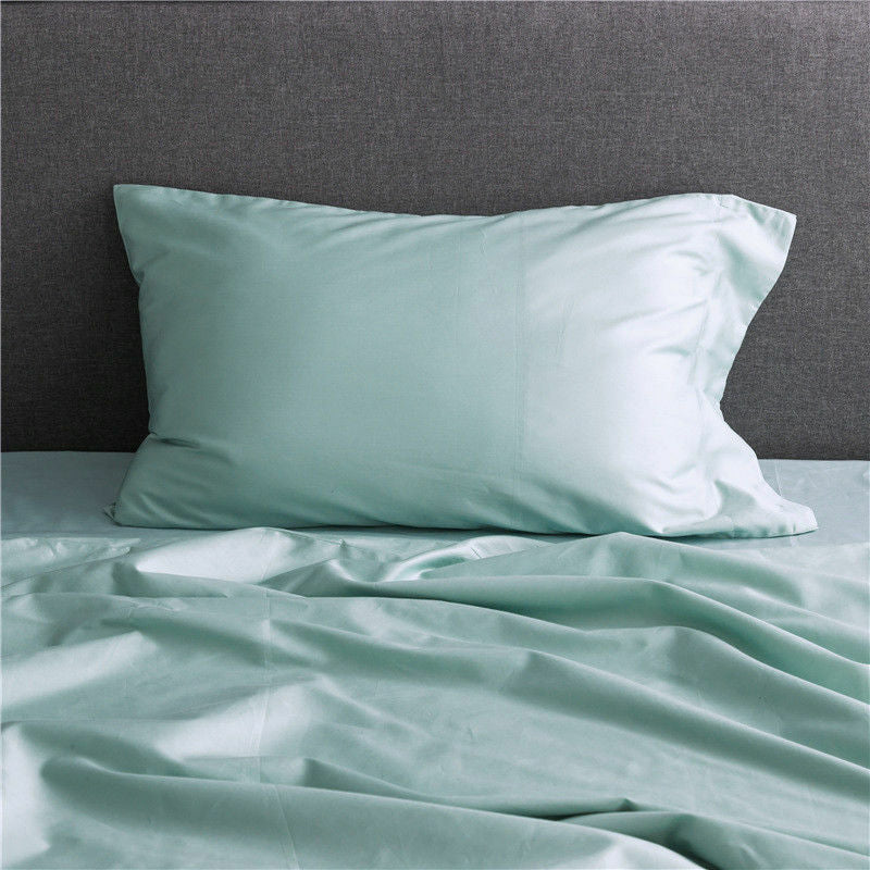 A pair of 100% Cotton 650tc Sateen Pillowcases Pillow Slips Silver Sage 48x73cm