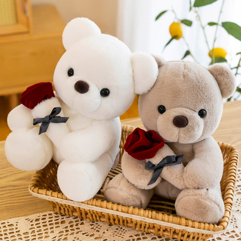Super Soft Coral fleece Brown Bear Plush Toy Rose Wedding Valentine's day 50cm