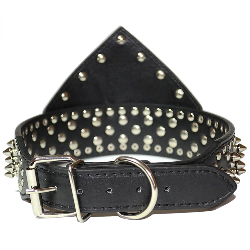 Dog Leather Collar NonSharp Spikes Leather Bandana Studded Collar M L Black