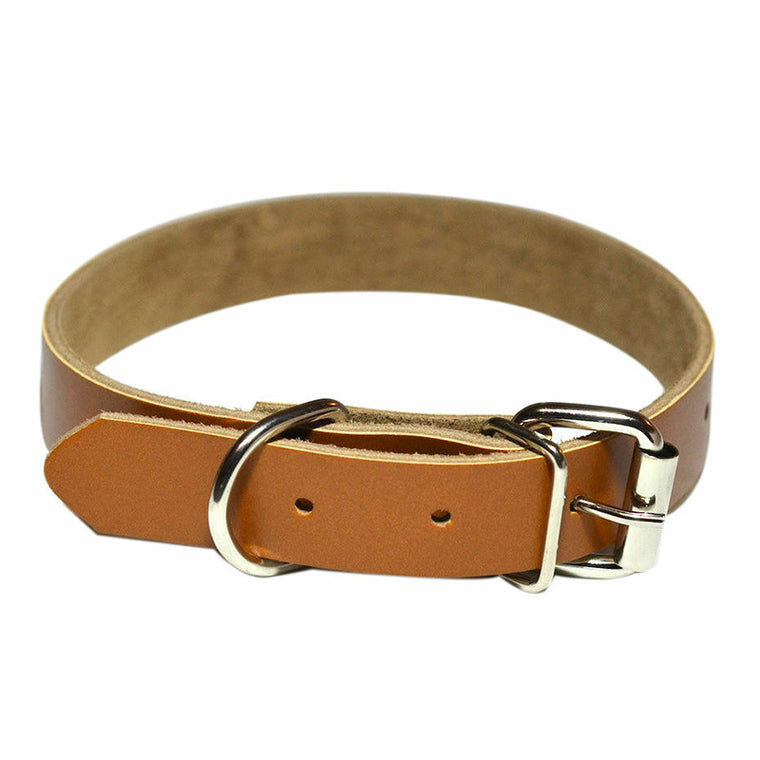 2 x Classic Plain Brown Leather Small - Medium Breed Pet Cat Dog Collars