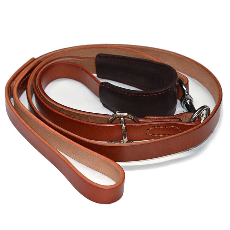  Top Quality Real Leather Adjustable Dog Collar & Leash set Brown