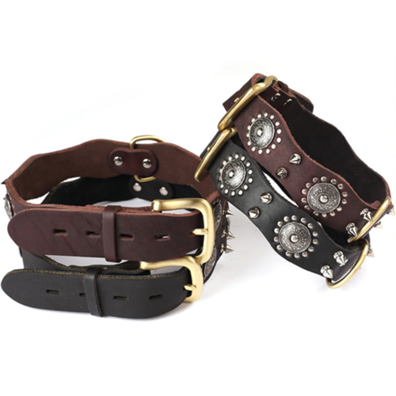 Top Quality Handmade Genuine Leather Pet Dog Collar Spiked