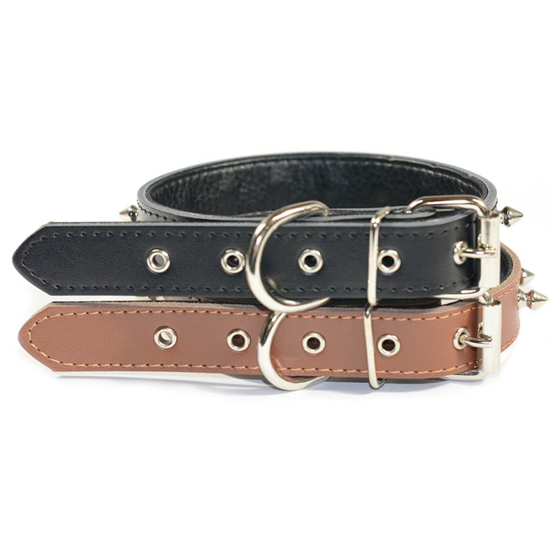 Pet Dog Leather Collar Single Row NonShape Spikes Adjustable Dog Collar S M