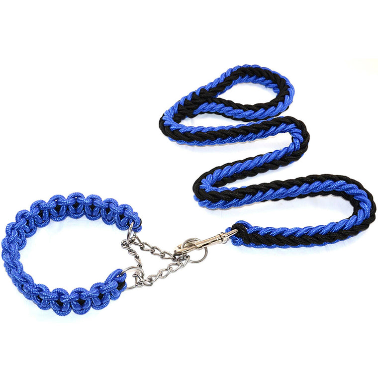 Large Breed Dog Super Strong Heavy duty Dog Collar and lead Leash set – Blue