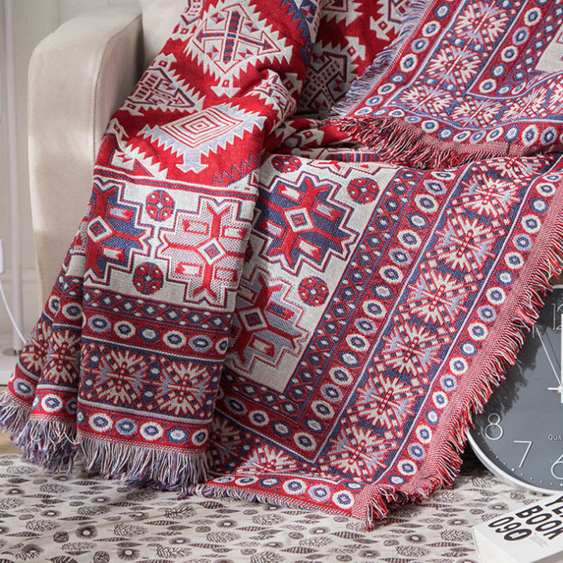Slub PolyCotton Knitted Blanket Retro Style Sofa Bed Leisure Throw Rug 180x230cm