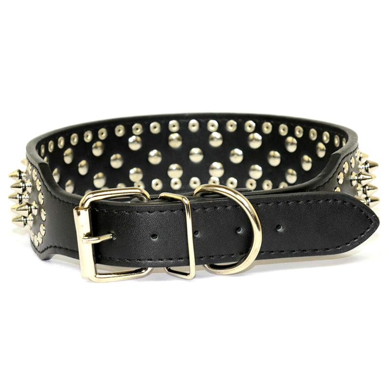 Dog Leather Collar Safe Spiked &Studded Adjustable Dog Collar Black S M L