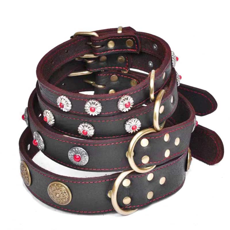 Top Quality Handmade Genuine Leather Pendants Dog Collar