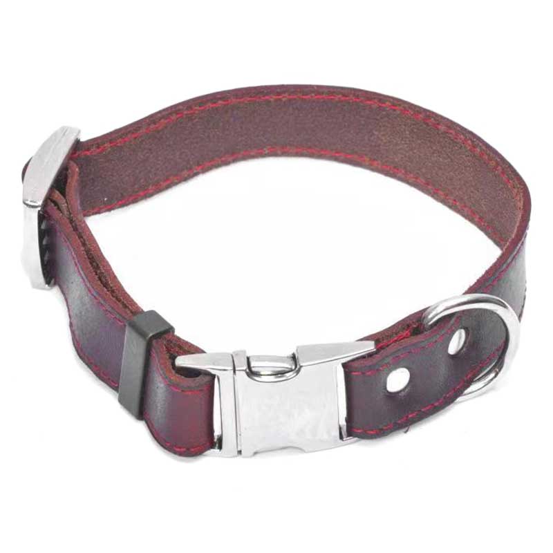 Top Quality Handmade Genuine Leather Pet Dog Collar Alloy buckle