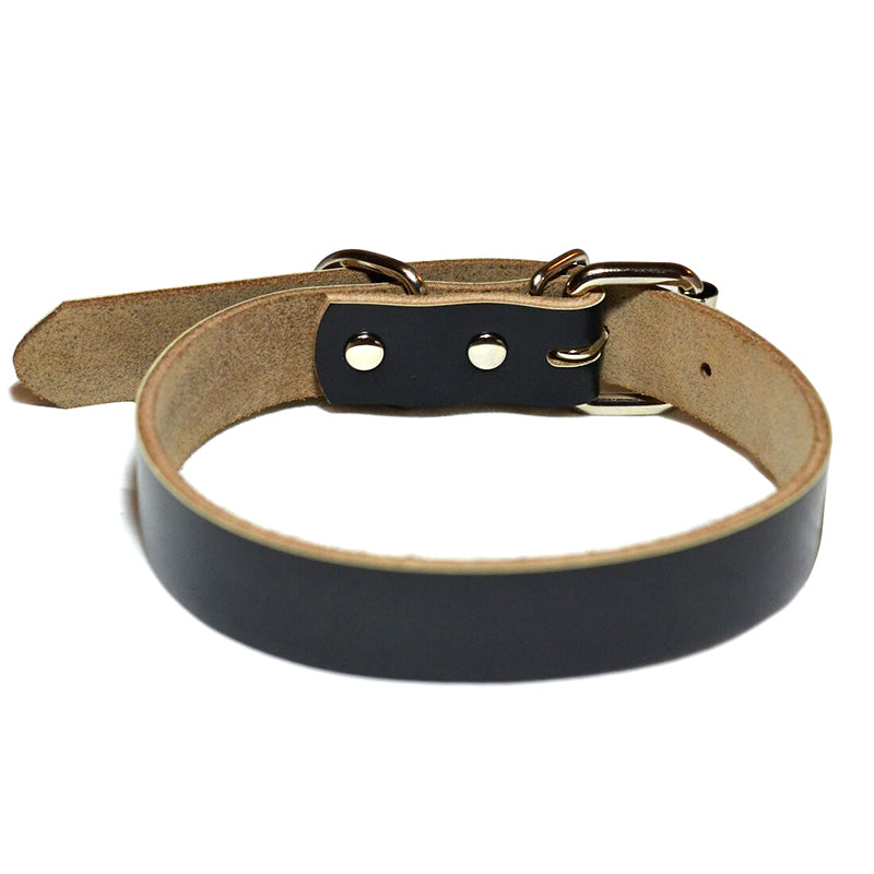 2 x Classic Plain Black Leather Small - Medium Breed Pet Cat Dog Collars